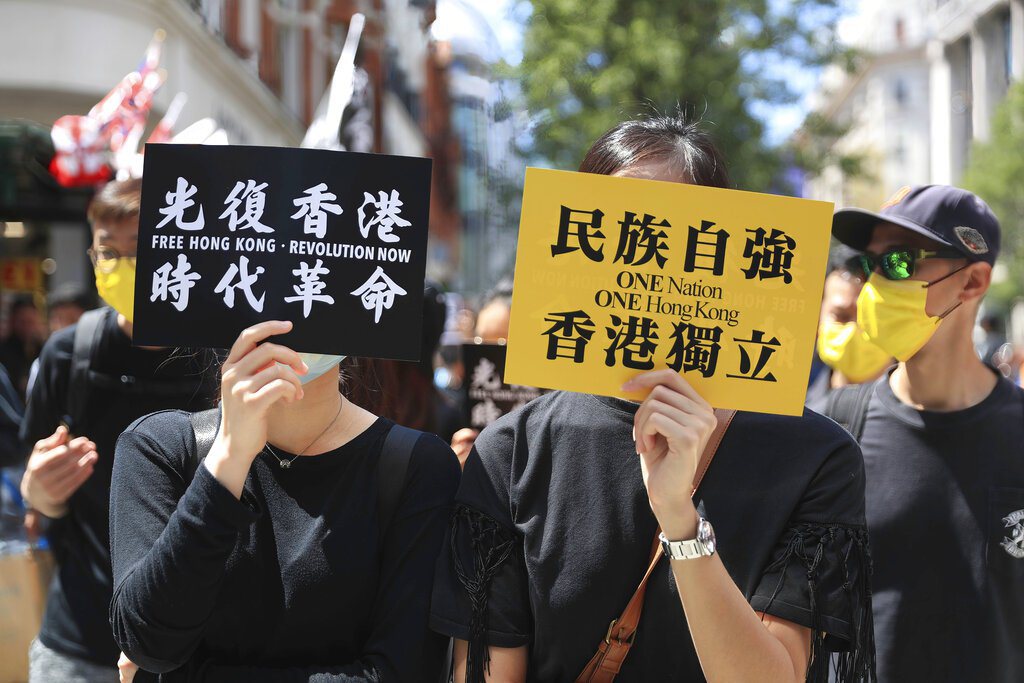 聲援香港活動。 圖／美聯社