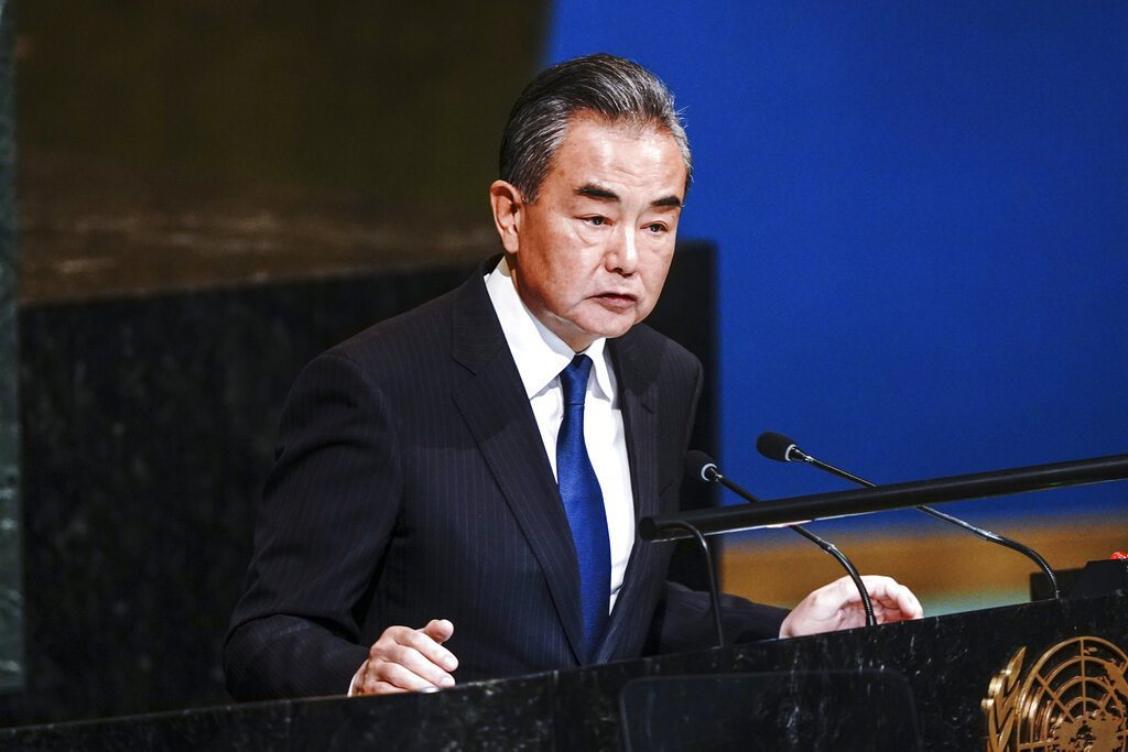 去年9月王毅在聯合國大會發表演說，強調堅決打擊台獨，並將以最有利舉措，排除外部勢力干涉。 圖／美聯社