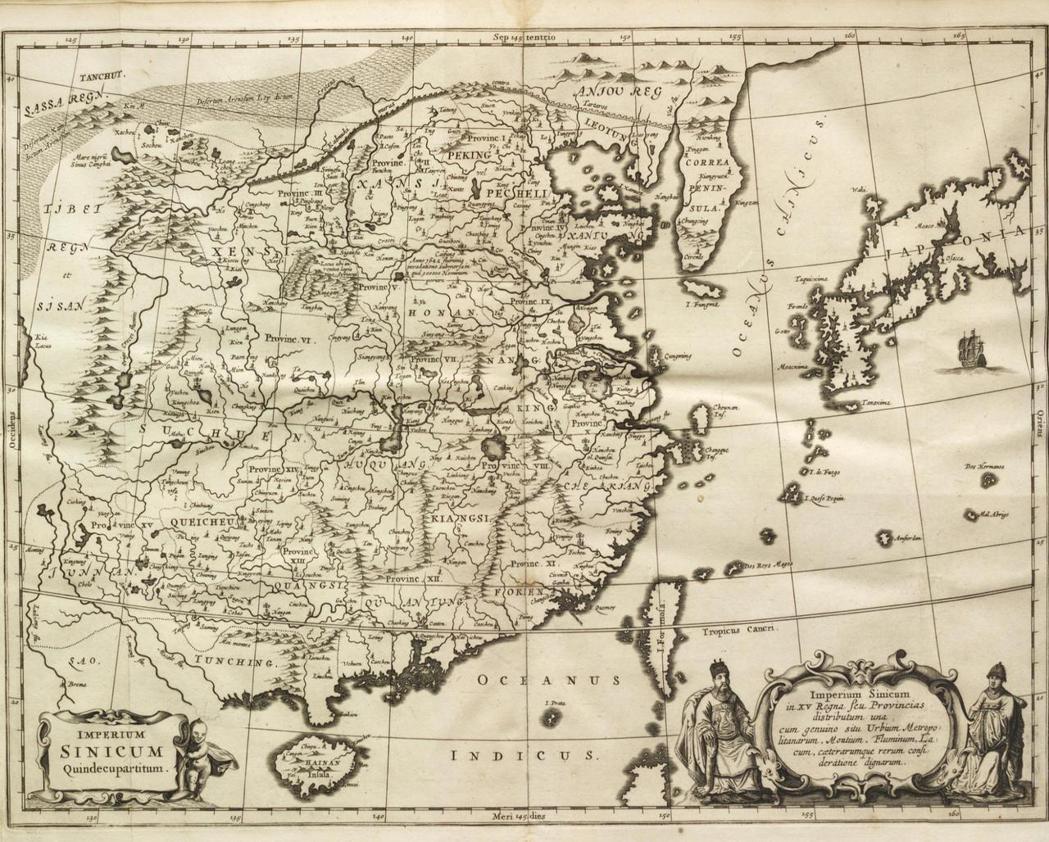 基爾學早期對中國感興趣，圖為他在1667年繪製的專著《中國圖說》。 圖／維基...