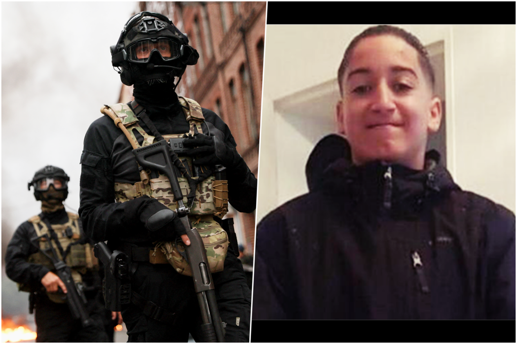 17歲阿爾及利亞裔少年奈爾（右）遭警察槍殺，法國多地連日爆發暴力示威，抗議法國長...