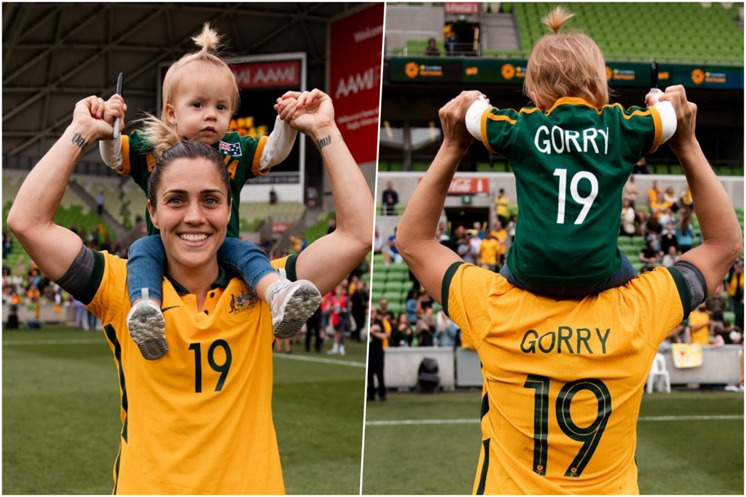 澳洲球員凱特琳娜．歌莉（Katrina Gorry）與兩歲女兒哈珀（Harper...