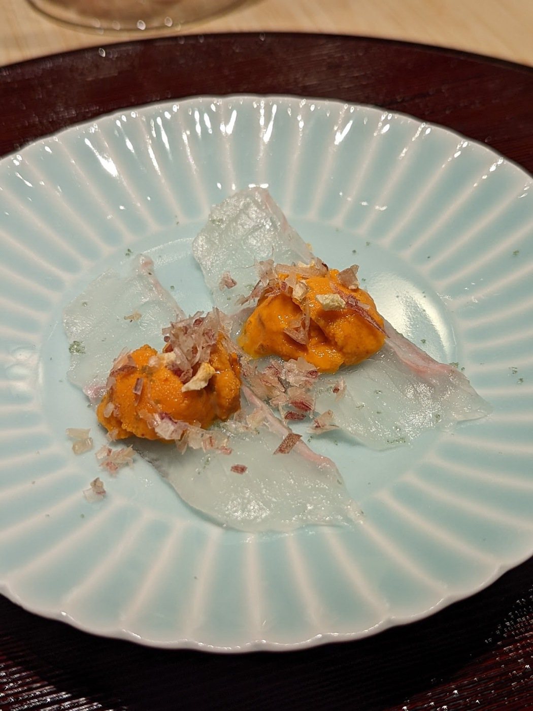 林之晨的精選菜色／KOUMA日本料理小馬-比目魚海膽。圖／林之晨 提供