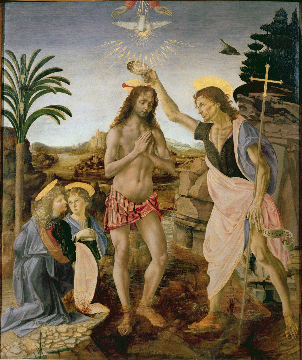 維洛齊奧與達文西共同完成的《基督受洗》（The Baptism of Chris...