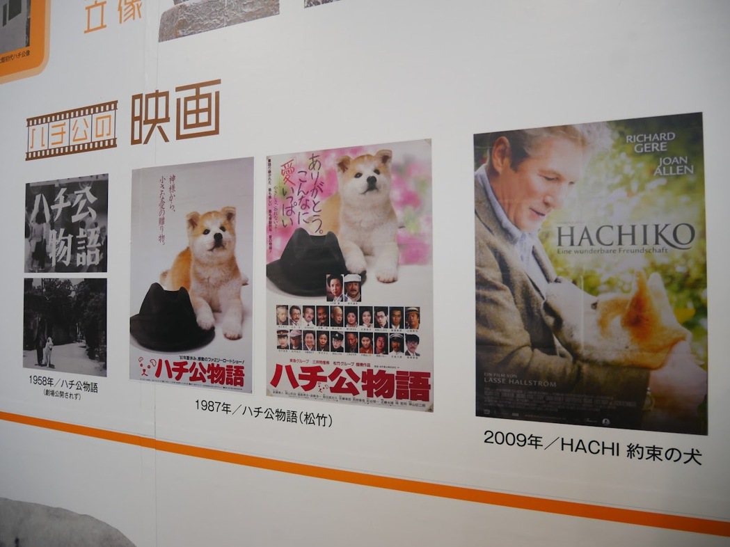 一系列以忠犬八公為題材的影視作品海報，最右邊即是好萊塢拍攝的《忠犬小八》，由知名...