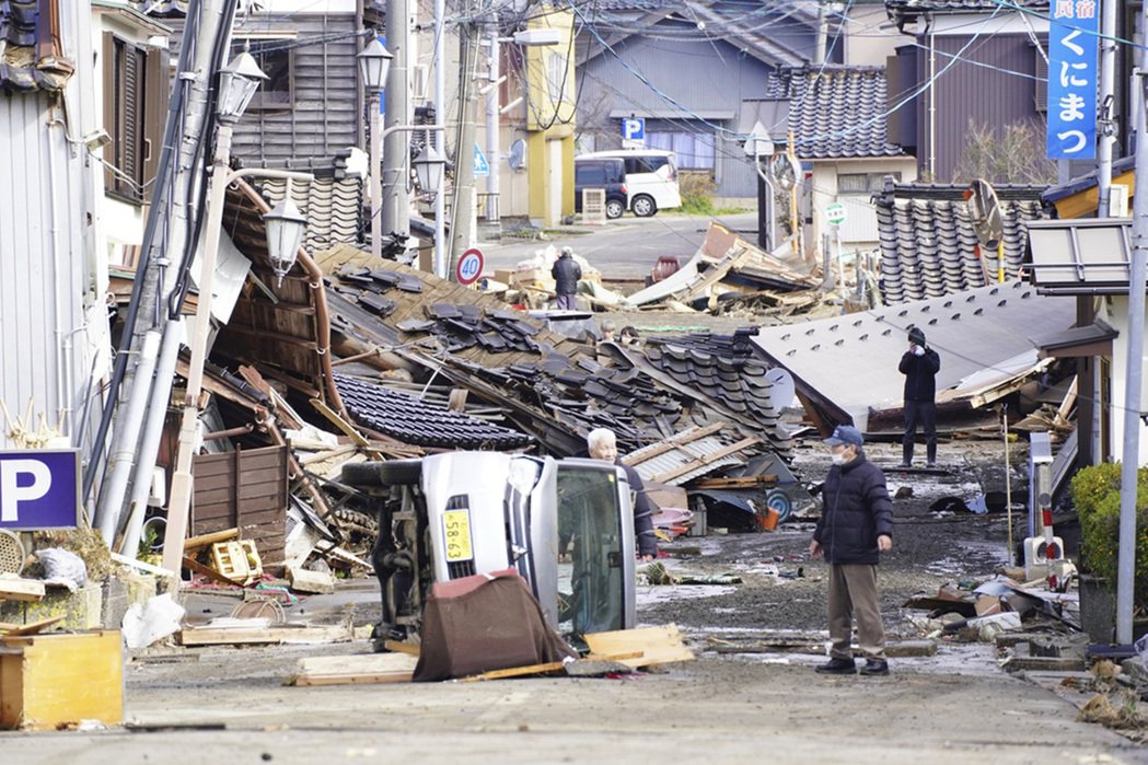 圖為珠洲市的震災情形。 圖／美聯社