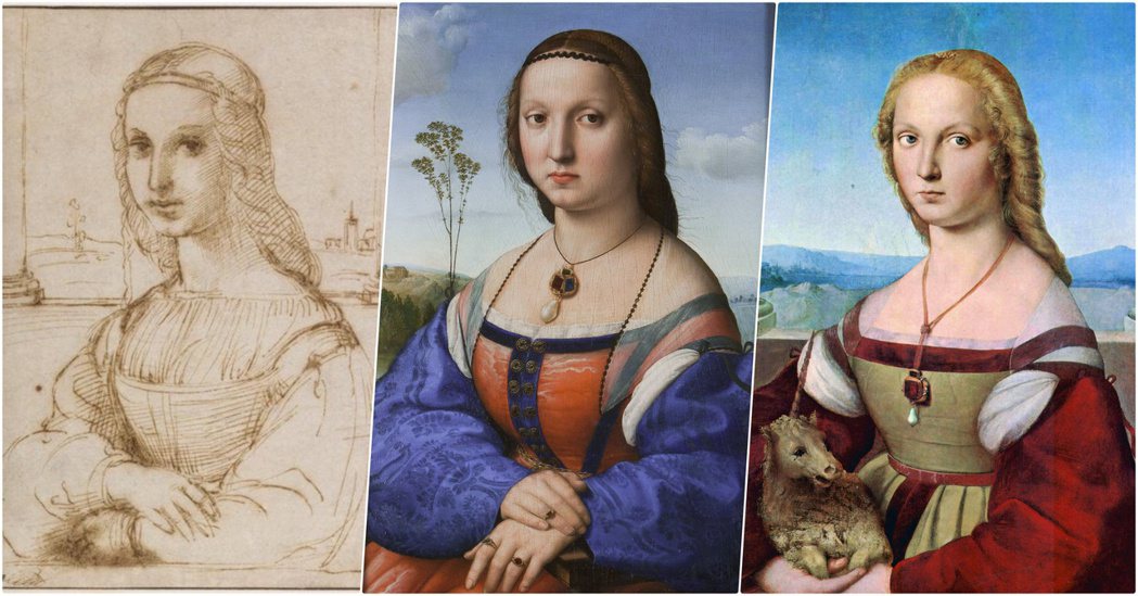 圖為三幅出自拉斐爾的作品。1504年，21歲的拉斐爾也來到佛羅倫斯，《蒙娜麗莎》...