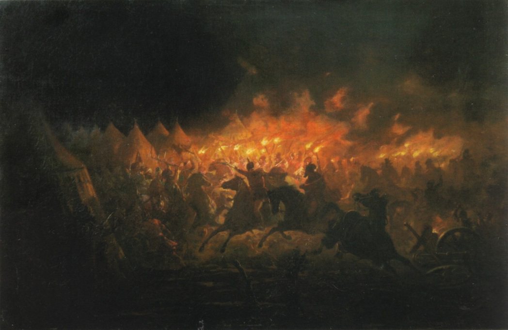 19世紀畫家Theodor Aman描繪伏拉德三世於1462年6月17日夜襲鄂圖...