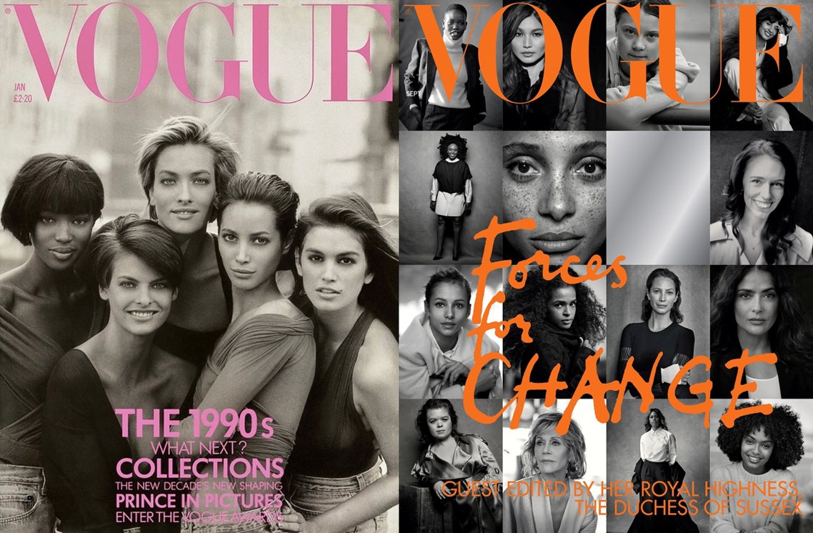 1990年林堡為英國版《Vogue》1月刊所拍攝的一組照片，集結了辛蒂克勞馥、娜...