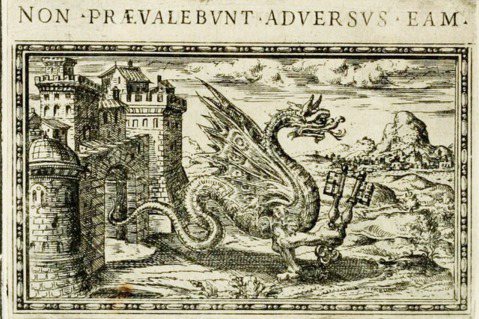 《教宗葛利果十三世徽紋集》當中版畫，為何特定繪製巨龍，圍繞在頗有時代意義的風之塔...