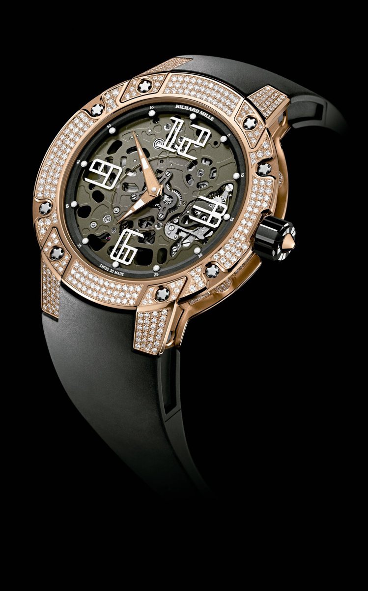 RICHARD MILLE RM033腕表，18K玫瑰金表殼、表圈鑲鑽，搭載鏤空...