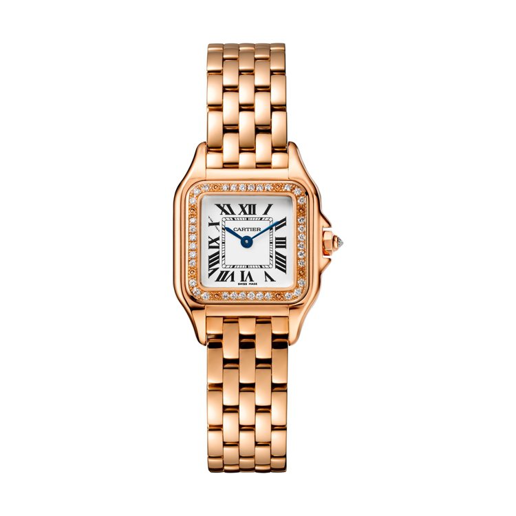 Panthère de Cartier美洲豹玫瑰金鑽石腕表，小型款，73萬元。...