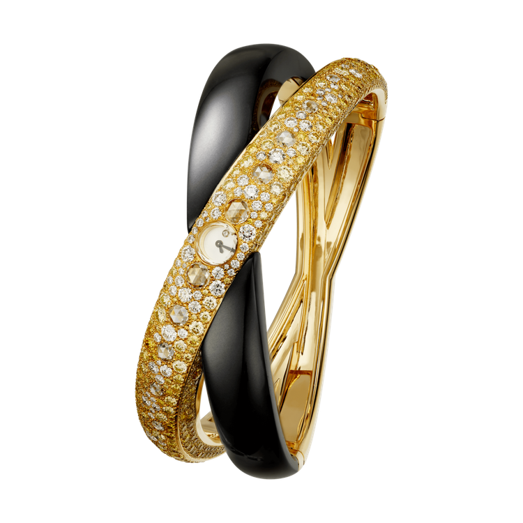 ATURNE JAUNE 頂級珠寶腕表、黃K金鑲嵌淺黃色和黃色鑽石、玫瑰形切割鑽...