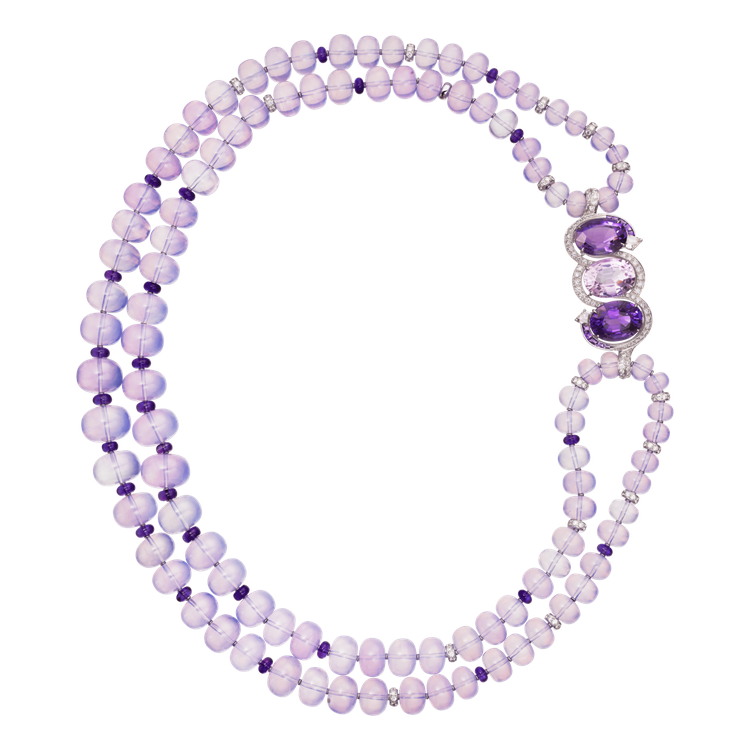 FRÉNÉSIE紫水晶項鍊，白K金鑲嵌兩顆共重18.27克拉刻面紫水晶、一顆重9...