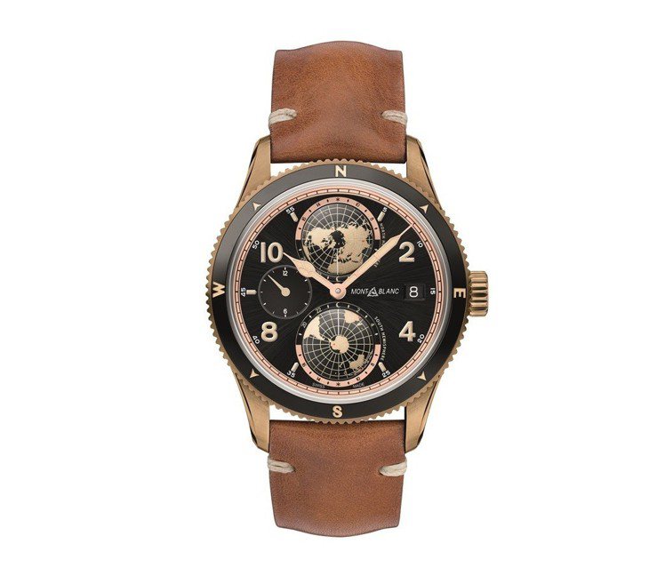 萬寶龍1858 系列世界時間Geosphere青銅腕表，約20萬3,700元，限...