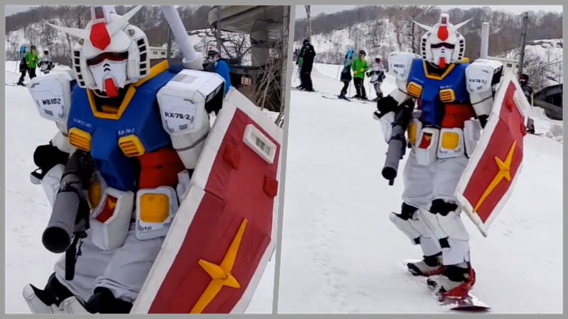 極凍戰士鋼彈！日本玩家Cos鋼彈滑雪 清涼舒爽還保護周到