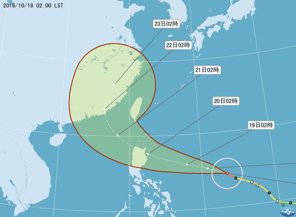 颱風海馬今天凌晨2時增強為強烈颱風。 圖／翻攝自中央氣象局網站