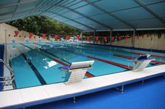 世大運組裝式泳池暖身池 落腳大園國際高中