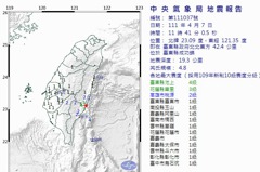 台東4.8地震高雄桃源最大震度2級 幸未傳災情