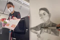 影／手繪肖像素描送日航空姐 達人收意外回禮直呼「好暖」