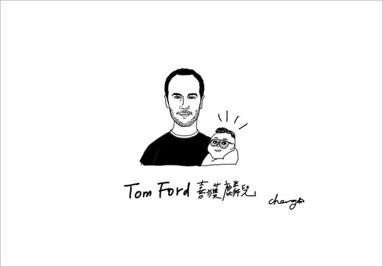Tom Ford兒子 嬰兒界型男。圖／Cherng繪