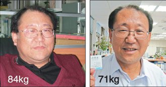 台大註冊組主任洪泰雄瘦身前（左圖）、瘦身後（右圖）對照。 記者陳智華攝影