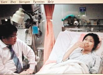衛姓僑生（右）在手術後，告訴主治醫師陳豐霖，「原來呼吸到一口清新的空氣是如此容易！」
圖／陳豐霖提供