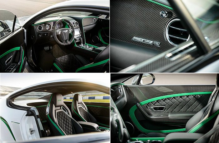 內裝部分在中控台、座椅頭枕等處都有GT3-R的標識。車艙內除了黑色主色，也輔以綠...