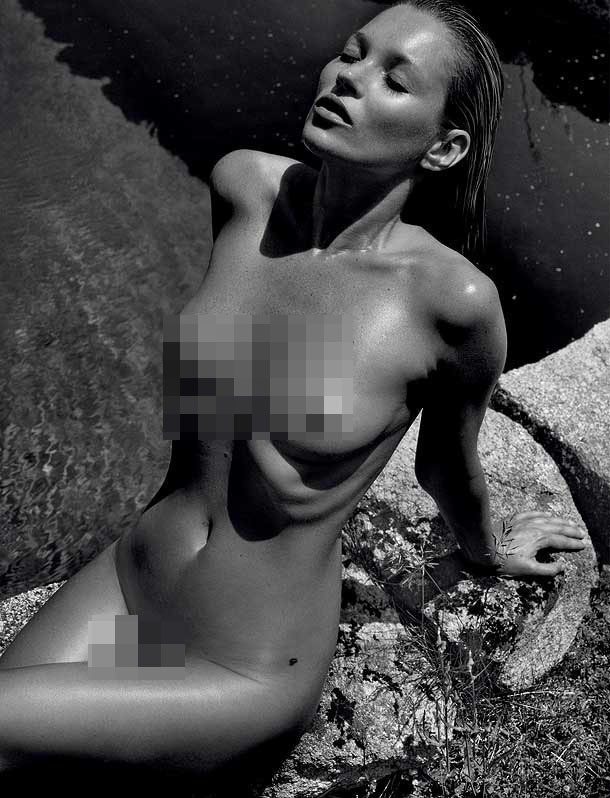 凱特摩絲在拍攝現場輕解羅衫、全裸入鏡。圖／擷取自models.com