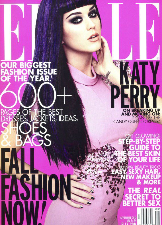 ELLE美國版封面是凱蒂佩芮，一頭黑色長髮回歸自然模樣，她穿BV、YSL等新裝入...