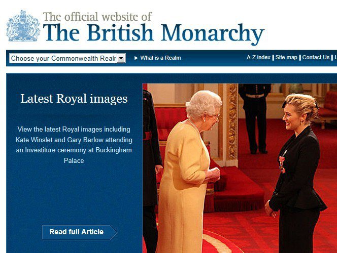 英國女王親自頒發大英帝國勳章給凱特溫絲蕾。CBE圖／擷取自英國王室官網