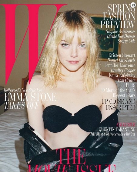 艾瑪史東只穿內衣登上W Magazine封面。圖／擷取自W Magazine