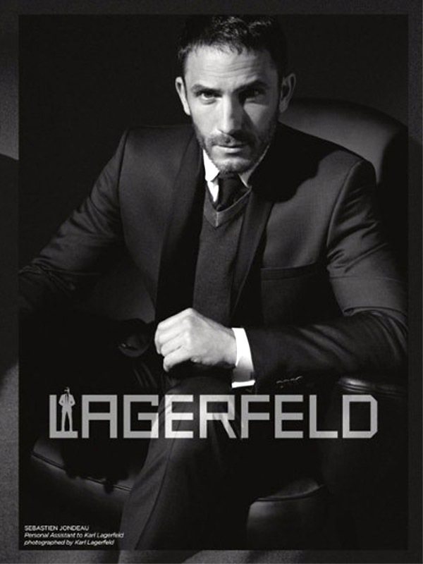 老佛爺卡爾拉格斐的私人保鑣兼助理Sébastien Jondeau成為Lagerfeld 的形象廣告主角。圖／擷取自英國每日電訊報