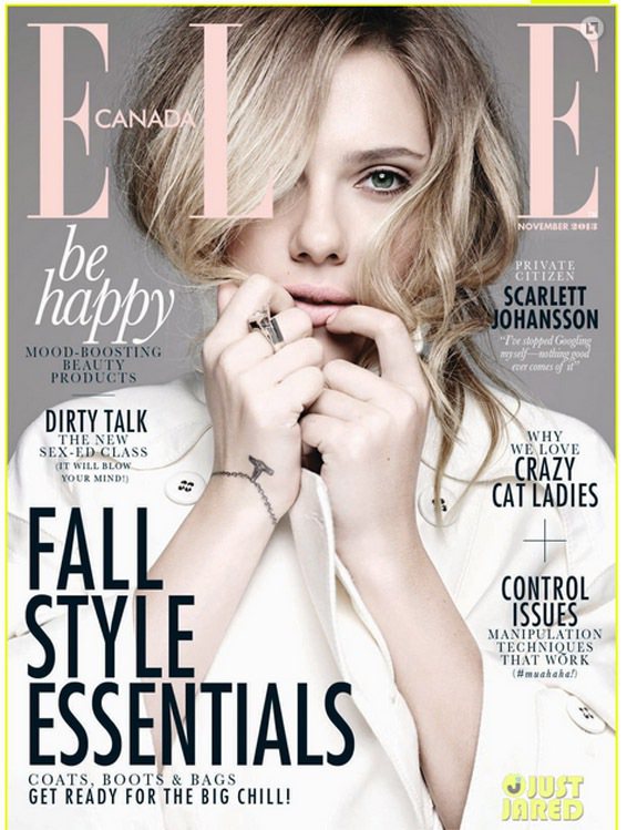 史嘉莉喬韓森登上加拿大《Elle》雜誌封面。圖／擷取自justjared.com