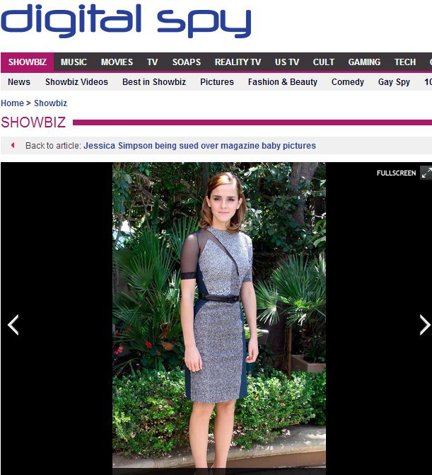 拿下英國雜誌《Empire》最性感女星的艾瑪華森（Emma Watson），以不規則剪裁的灰色連身窄裙，展現她一向擁有的獨特品味。圖／擷取自digital spy