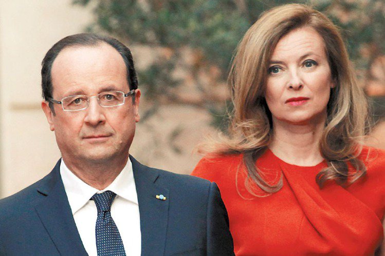 法國總統歐蘭德（左）情事愈來愈複雜，正牌女友崔威勒（右）不堪他花心打擊而住院，日前也缺席 Chanel 高級訂製服裝秀。 圖／美聯社、歐新社