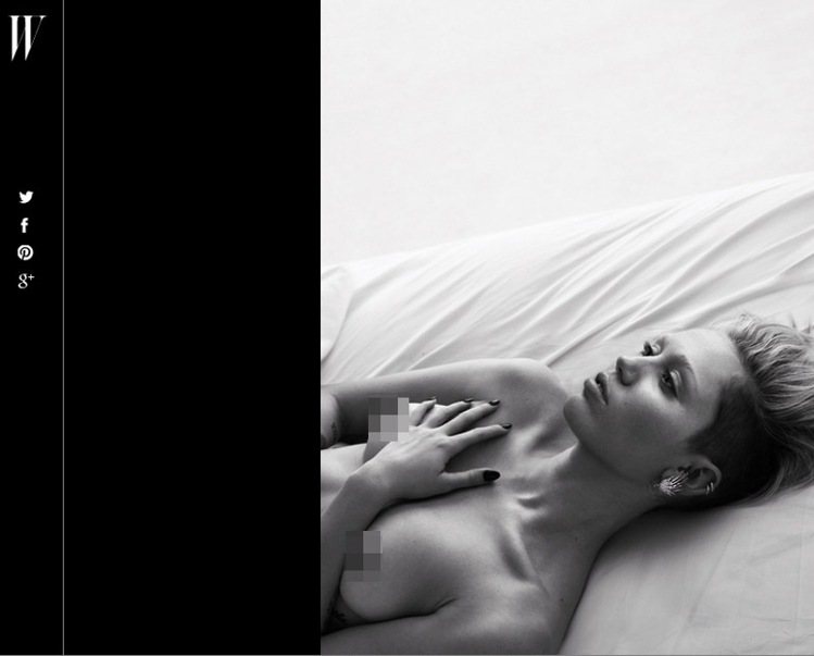 麥莉希拉全裸入鏡W magazine的攝影專題。圖／擷取自 W magazine官網