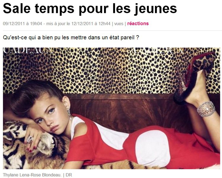 布蘭朵（Thylane Blondeau）2011 年登上法國Vogue 雜誌時...