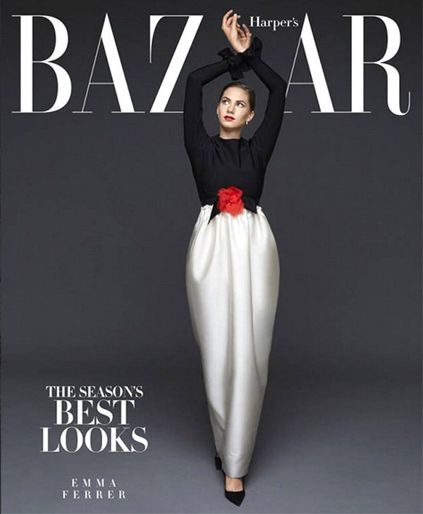 傳奇女星奧黛莉赫本的20歲孫女艾瑪費雷爾近日登上哈潑時尚雜誌九月訂戶版封面。圖／...