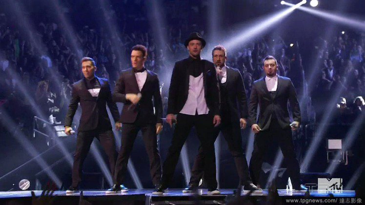 2013年，超級男孩五人曾在MTV音樂錄影帶大獎重聚並登台表演。圖／達志影像。