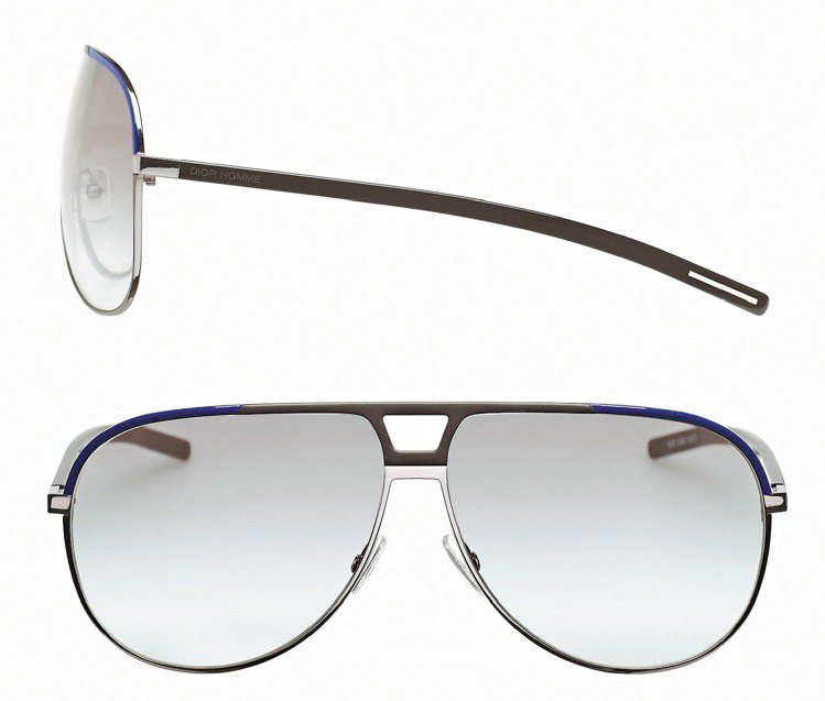 Dior Homme 藍色金屬框飛行員太陽眼鏡、9,590元。圖／Dior Homme提供
