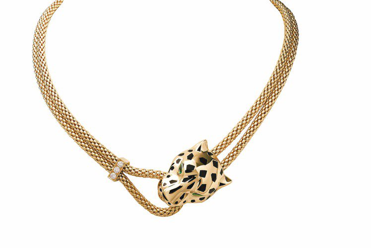 卡地亞洲豹造型黃K金項鍊、811,000元。圖／卡地亞提供