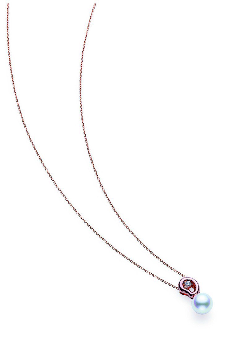 Sweets 系列 Jellybeans玫瑰金鑲嵌鑽石、日本珠，40,000元。圖／MIKIMOTO提供