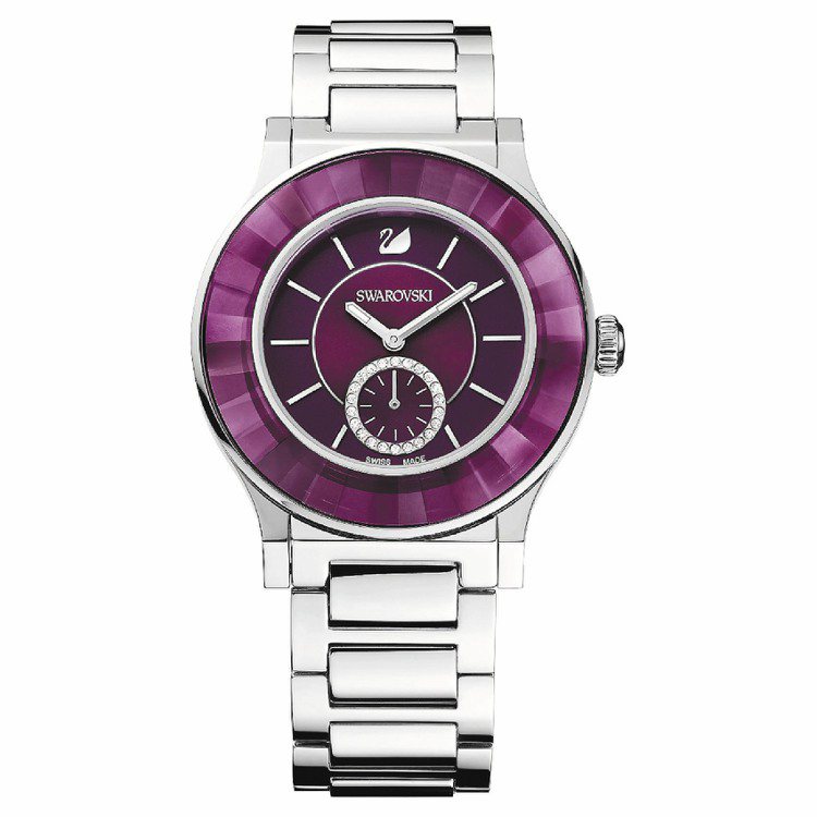 OCTEA CLASSICA PURPLE手表，39mm精鋼表殼，深紫色切割水晶表圈，26,000元。圖／施華洛世奇提供