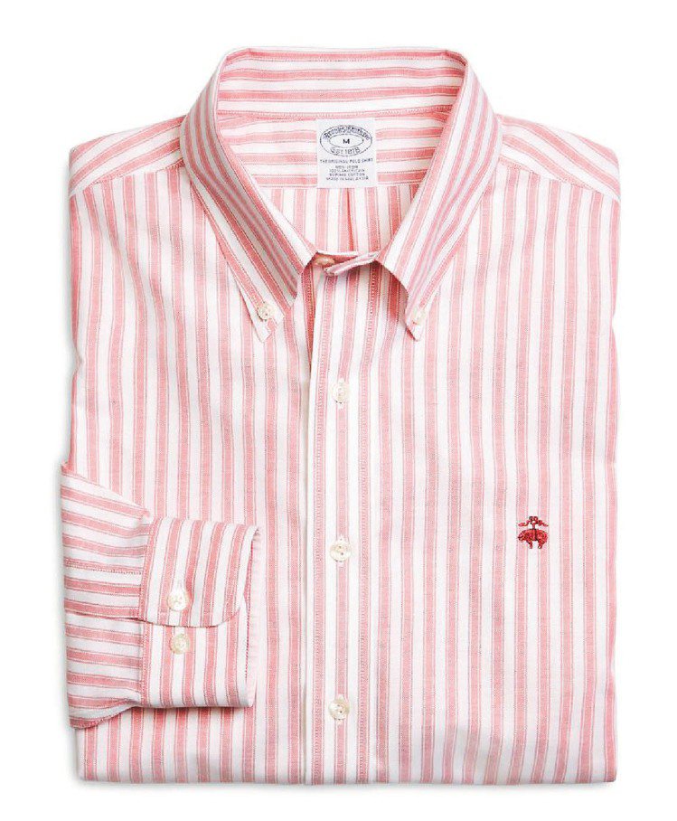 免燙粉紅條紋牛津布襯衫，4,280元。圖／Brooks Brothers提供