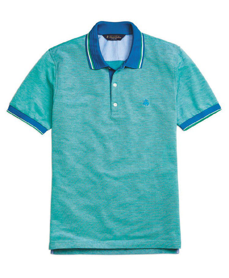 藍綠色POLO衫，特惠價3,184元。圖／Brooks Brothers提供