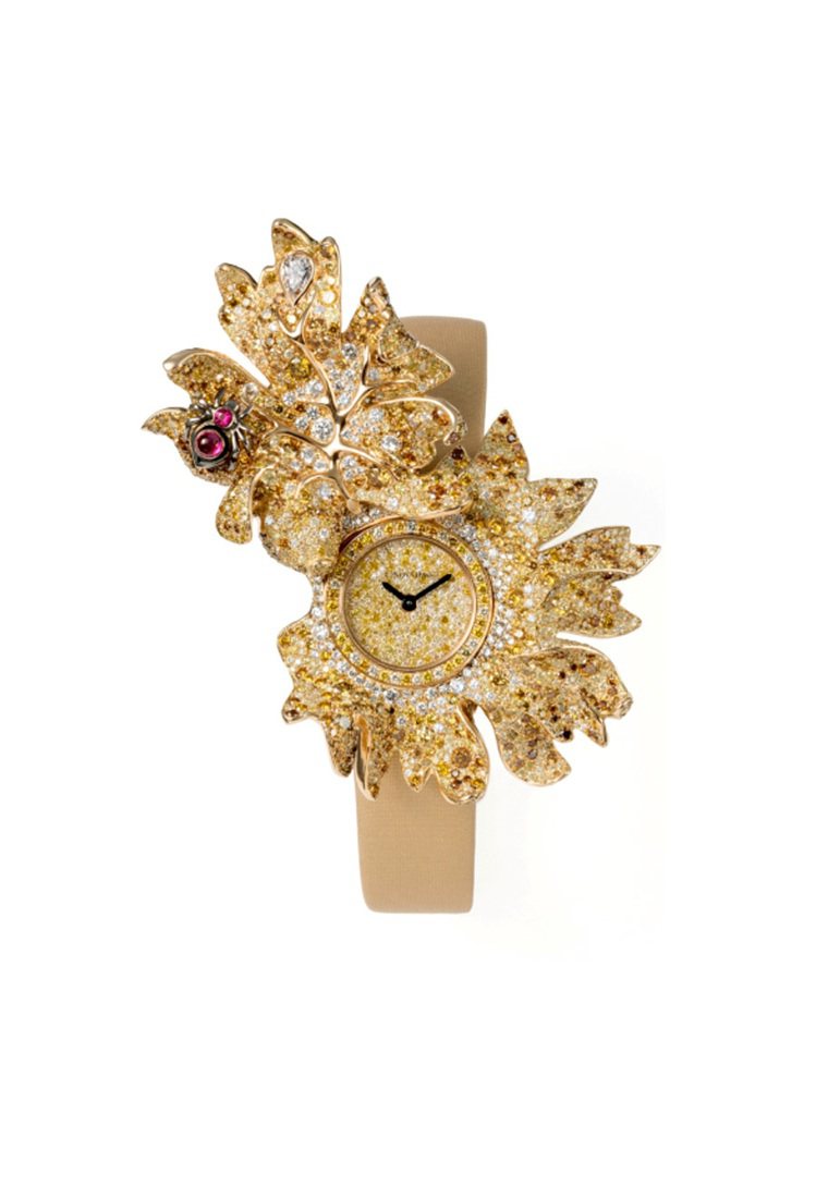 CINDY CHAO Timeless Sculpture TS1 藝術珠寶腕表，18K金鑲嵌黃鑽款，約4,000,000元。圖／CINDY CHAO提供