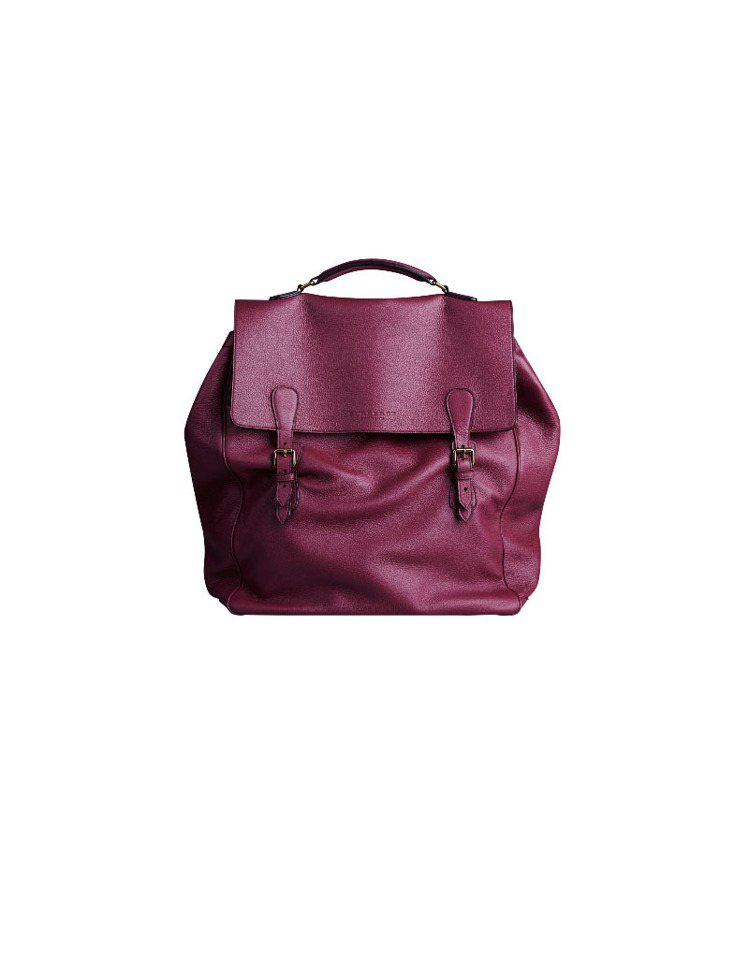 BURBERRY Travel Satchel亮紫色皮革手提包、96,000元。...