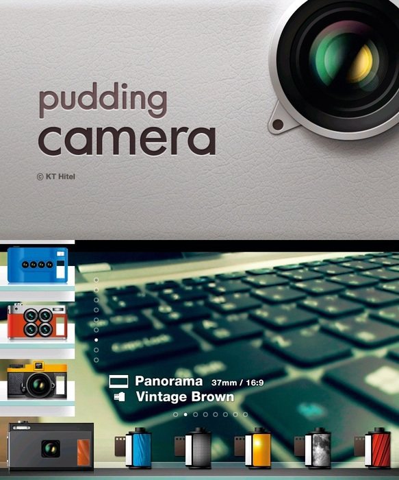 Pudding camera 布丁相機：一張照片能得到上百種的變化，下載後妳幾乎不再需要其它自拍 APP，內建魚眼、二連拍和四格模式等相機，加上十二種不同色調的底片和多樣的畫面比例。圖／she.com Taiwan