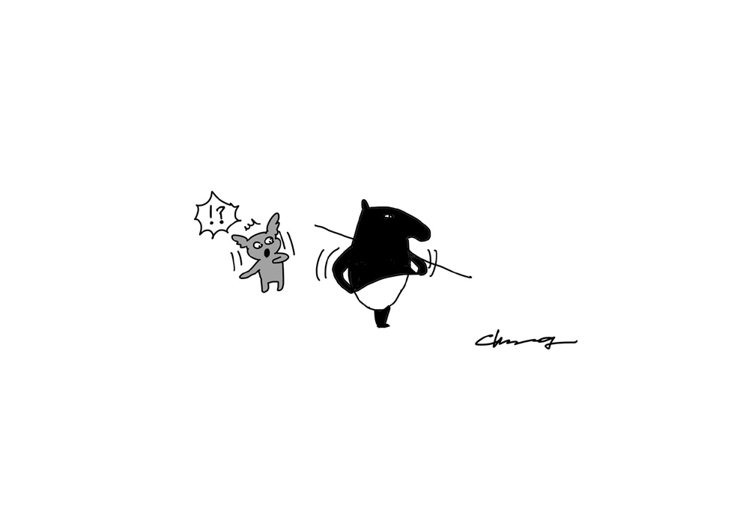 插畫家Cherng作品：「今天來貘穿黑衣(而且套頭)(會不會太熱?)」圖／默默文...