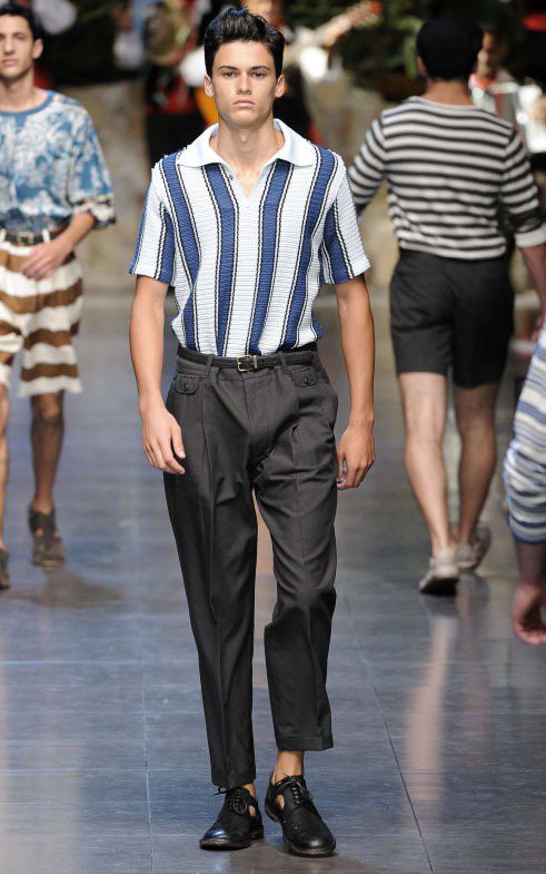2013春夏男裝設計被喚起對西西里島的愛護與熱情，服裝造型的構思都是典型西西里人的化身。圖／達志影像